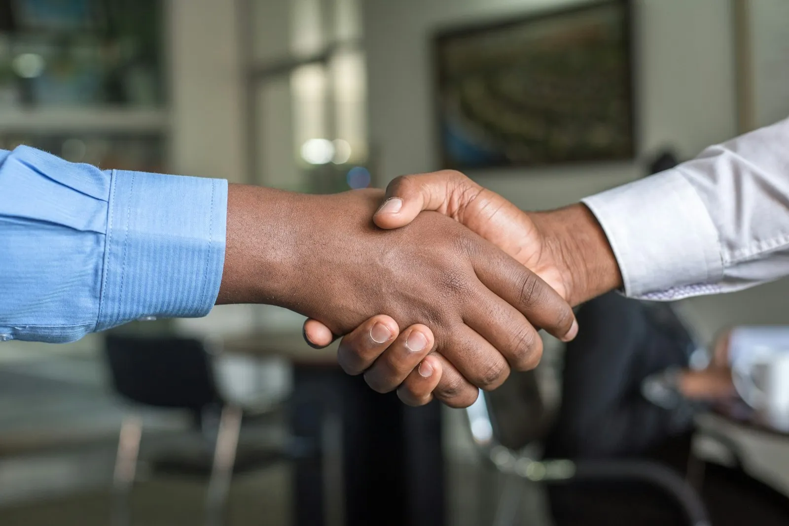 Specialist and client shaking hands